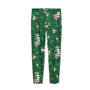 H&M Green Floral Slacks with Side Zipper, size 12